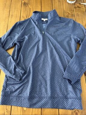 Peter Millar Boys Blue Patterned Quarter-Zip Pullover